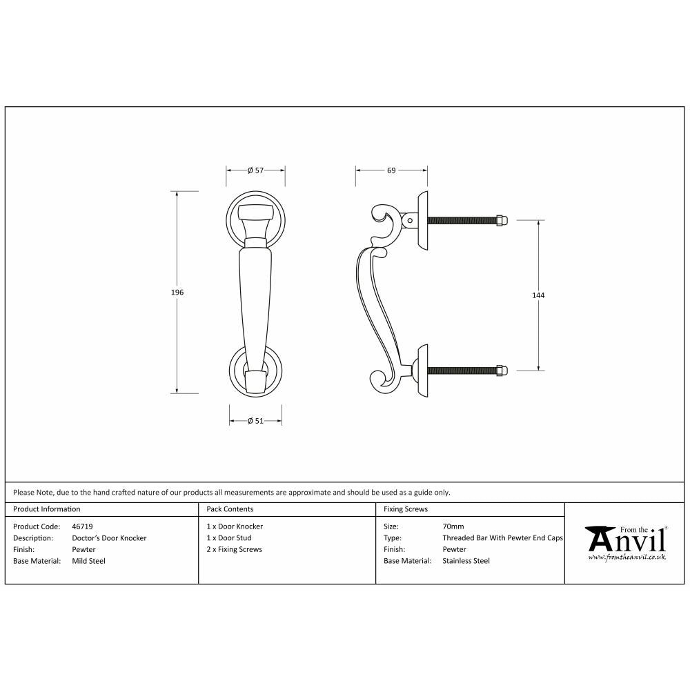 This is an image showing From The Anvil - Pewter Doctors Door Knocker available from trade door handles, quick delivery and discounted prices