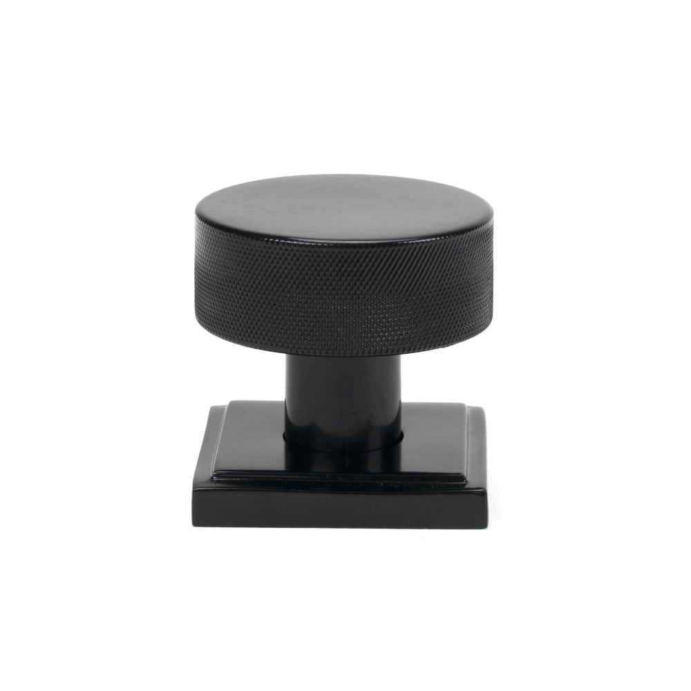 This is an image showing From The Anvil - Black Brompton Mortice/Rim Knob Set (Square) available from trade door handles, quick delivery and discounted prices