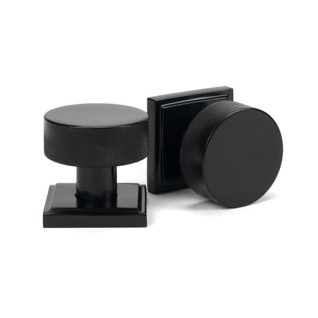 This is an image showing From The Anvil - Black Brompton Mortice/Rim Knob Set (Square) available from trade door handles, quick delivery and discounted prices