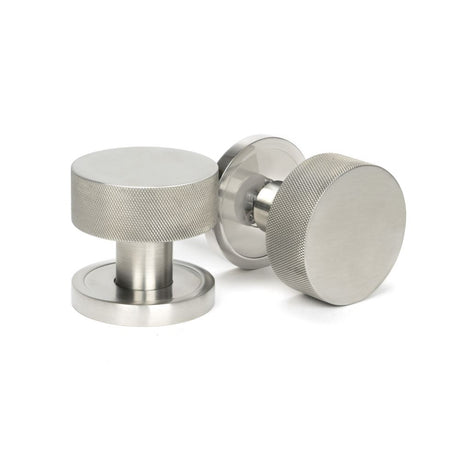 This is an image showing From The Anvil - Satin Marine SS (316) Brompton Mortice/Rim Knob Set (Plain) available from trade door handles, quick delivery and discounted prices