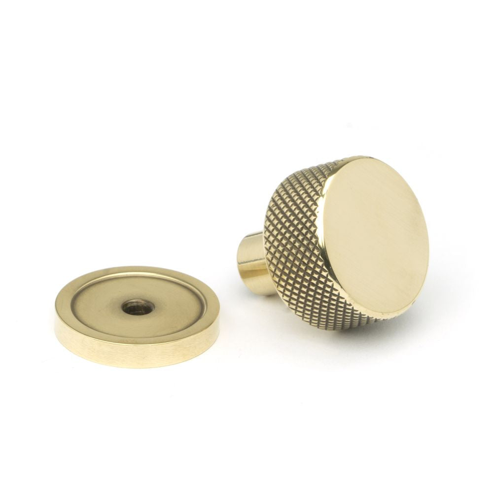 This is an image showing From The Anvil - Aged Brass Brompton Cabinet Knob - 25mm (Plain) available from trade door handles, quick delivery and discounted prices