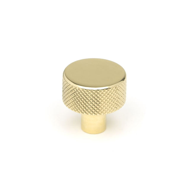 This is an image showing From The Anvil - Polished Brass Brompton Cabinet Knob - 25mm (No rose) available from trade door handles, quick delivery and discounted prices