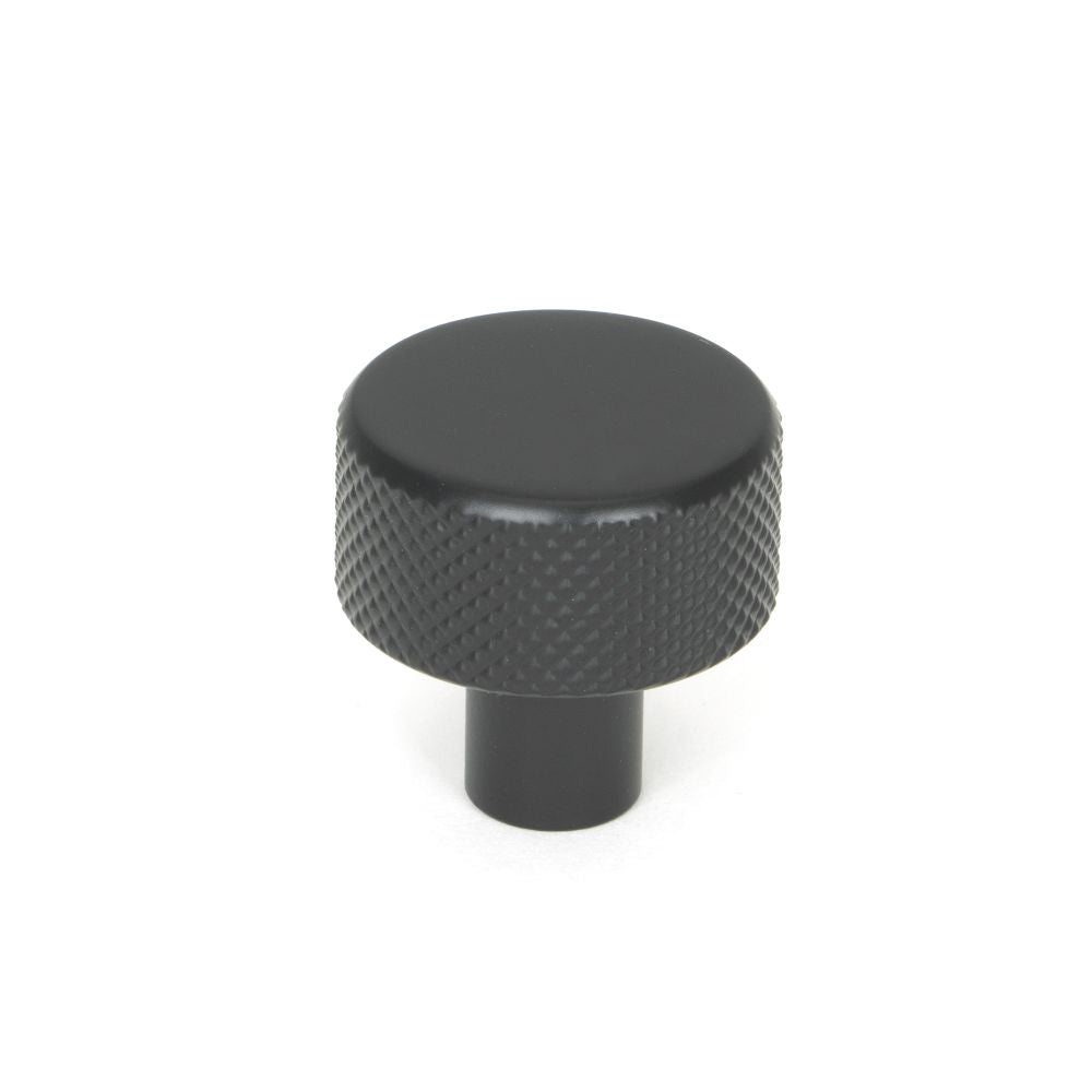 This is an image showing From The Anvil - Matt Black Brompton Cabinet Knob - 25mm (No rose) available from trade door handles, quick delivery and discounted prices