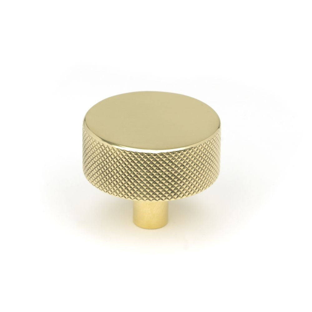 This is an image showing From The Anvil - Polished Brass Brompton Cabinet Knob - 38mm (No rose) available from trade door handles, quick delivery and discounted prices