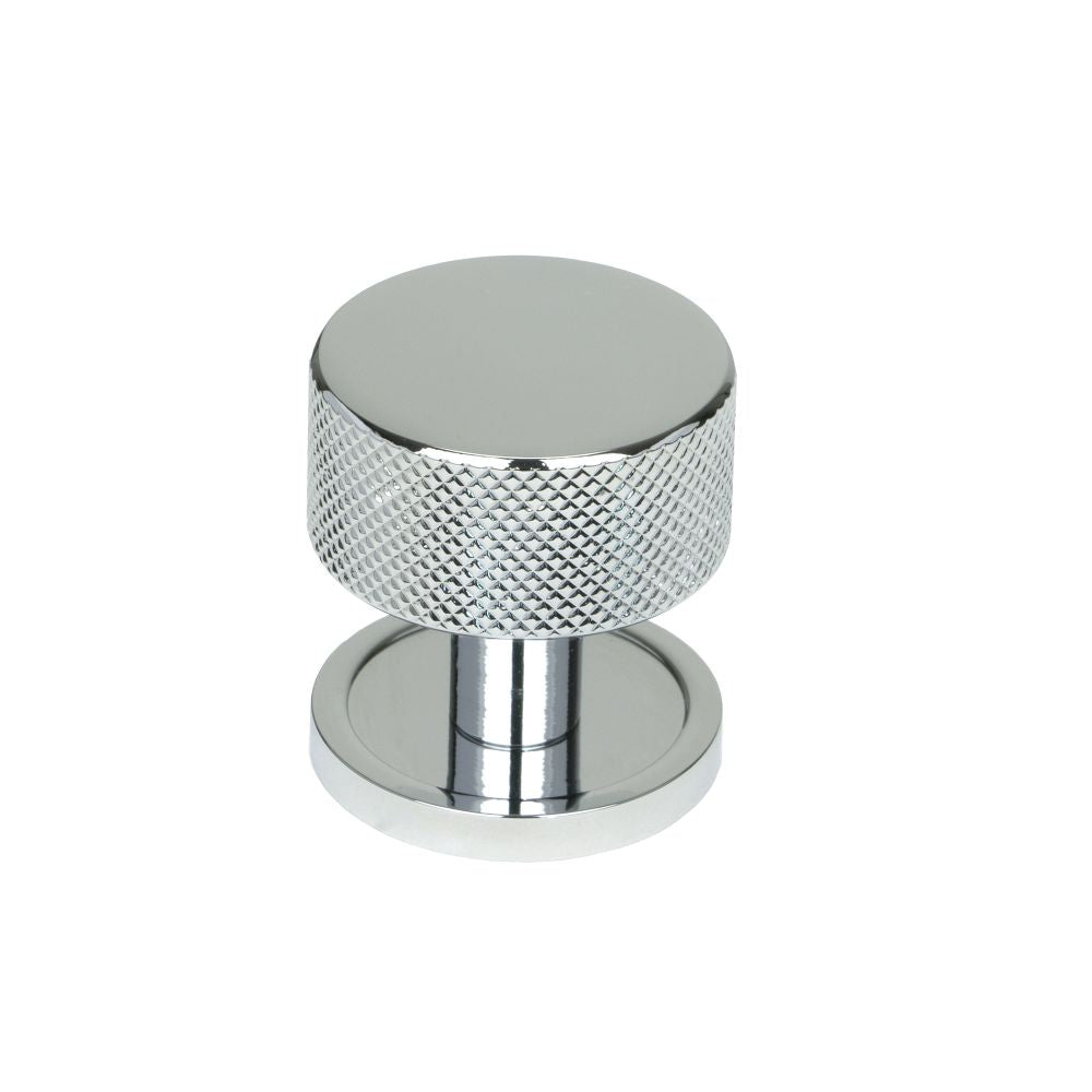 This is an image showing From The Anvil - Polished Chrome Brompton Cabinet Knob - 32mm (Plain) available from trade door handles, quick delivery and discounted prices