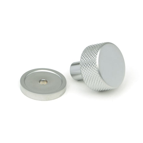 This is an image showing From The Anvil - Satin Chrome Brompton Cabinet Knob - 25mm (Plain) available from trade door handles, quick delivery and discounted prices