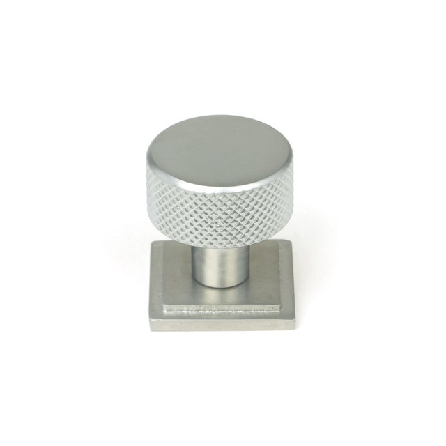 This is an image showing From The Anvil - Satin Chrome Brompton Cabinet Knob - 25mm (Square) available from trade door handles, quick delivery and discounted prices