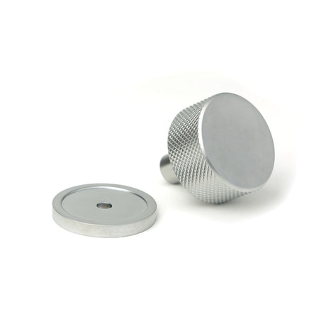 This is an image showing From The Anvil - Satin Chrome Brompton Cabinet Knob - 32mm (Plain) available from trade door handles, quick delivery and discounted prices