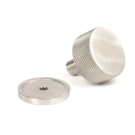 This is an image showing From The Anvil - Satin SS (304) Brompton Cabinet Knob - 32mm (Plain) available from trade door handles, quick delivery and discounted prices