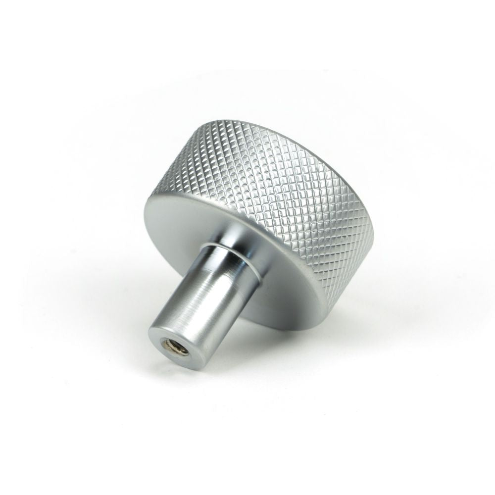 This is an image showing From The Anvil - Satin Chrome Brompton Cabinet Knob - 32mm (No rose) available from trade door handles, quick delivery and discounted prices