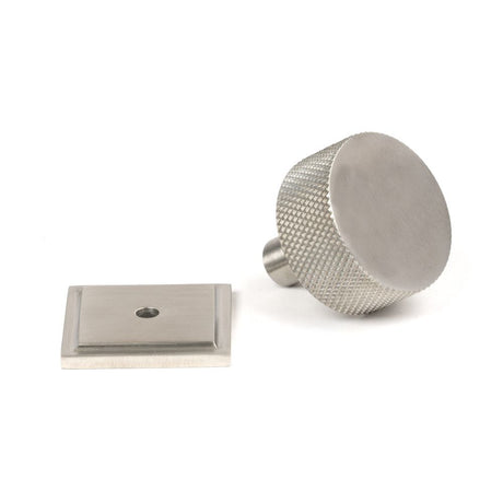 This is an image showing From The Anvil - Satin SS (304) Brompton Cabinet Knob - 32mm (Square) available from trade door handles, quick delivery and discounted prices