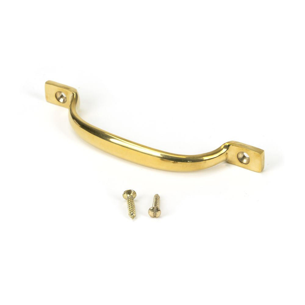 This is an image showing From The Anvil - Polished Brass Slim Sash Pull available from trade door handles, quick delivery and discounted prices