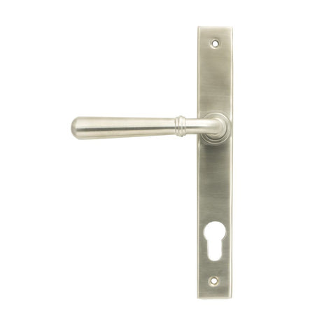 This is an image showing From The Anvil - Satin Marine SS (316) Newbury Slimline Lever Espag. Lock Set available from trade door handles, quick delivery and discounted prices