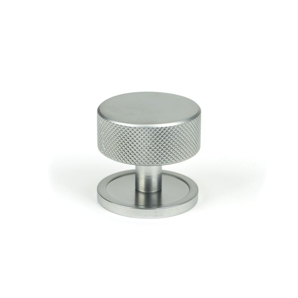 This is an image showing From The Anvil - Satin Chrome Brompton Cabinet Knob - 38mm (Plain) available from trade door handles, quick delivery and discounted prices