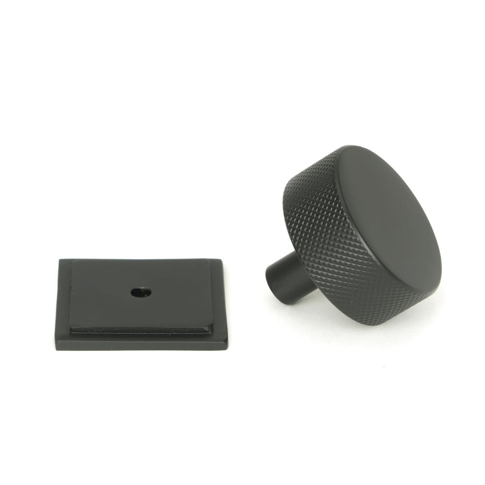 This is an image showing From The Anvil - Matt Black Brompton Cabinet Knob - 38mm (Square) available from trade door handles, quick delivery and discounted prices