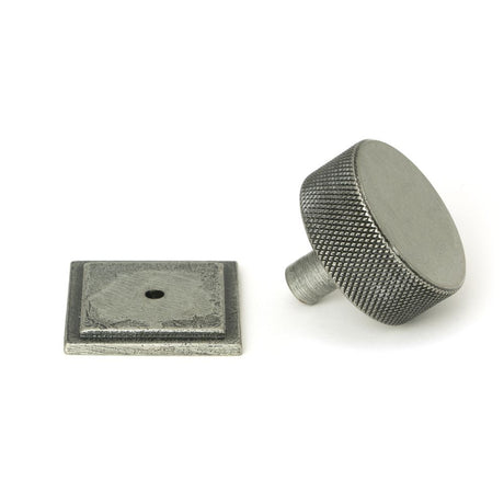 This is an image showing From The Anvil - Pewter Brompton Cabinet Knob - 38mm (Square) available from trade door handles, quick delivery and discounted prices