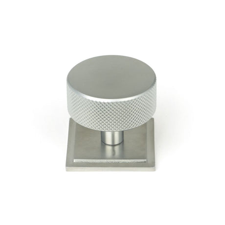 This is an image showing From The Anvil - Satin Chrome Brompton Cabinet Knob - 38mm (Square) available from trade door handles, quick delivery and discounted prices