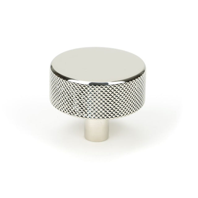 This is an image showing From The Anvil - Polished Nickel Brompton Cabinet Knob - 38mm (No rose) available from trade door handles, quick delivery and discounted prices