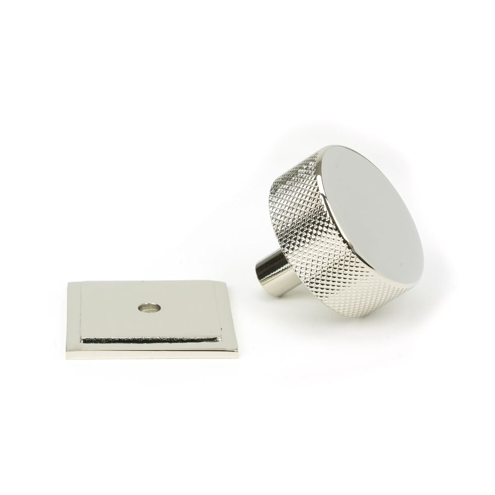 This is an image showing From The Anvil - Polished Nickel Brompton Cabinet Knob - 38mm (Square) available from trade door handles, quick delivery and discounted prices