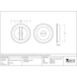 This is an image showing From The Anvil - Polished Brass 75mm Art Deco Round Pull - Privacy Set available from trade door handles, quick delivery and discounted prices