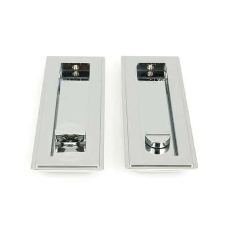 This is an image showing From The Anvil - Polished Chrome 175mm Art Deco Rectangular Pull -Privacy Set available from trade door handles, quick delivery and discounted prices