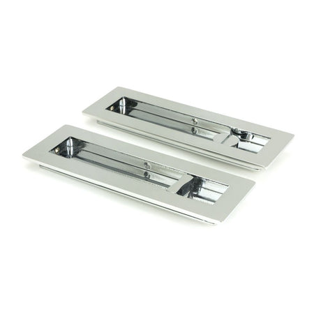 This is an image showing From The Anvil - Polished Chrome 175mm Plain Rectangular Pull - Privacy Set available from trade door handles, quick delivery and discounted prices