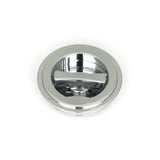 This is an image showing From The Anvil - Polished Chrome 60mm Art Deco Round Pull - Privacy Set available from trade door handles, quick delivery and discounted prices