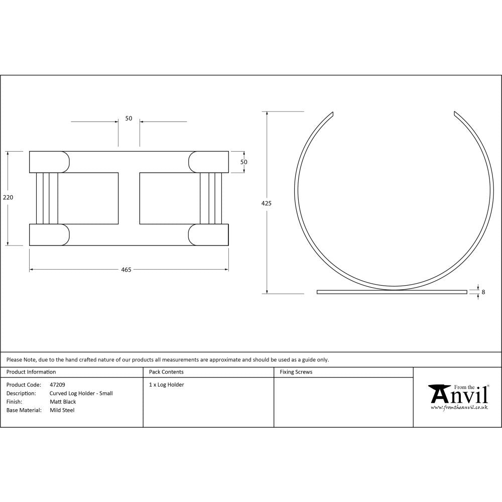 This is an image showing From The Anvil - Matt Black Curved Log Holder - Small available from trade door handles, quick delivery and discounted prices