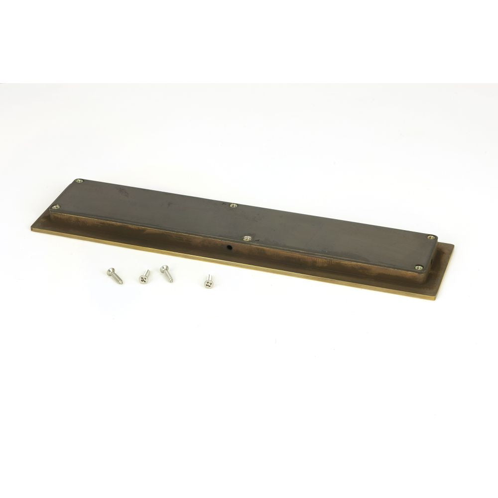 This is an image showing From The Anvil - Aged Brass 250mm Plain Rectangular Pull available from trade door handles, quick delivery and discounted prices