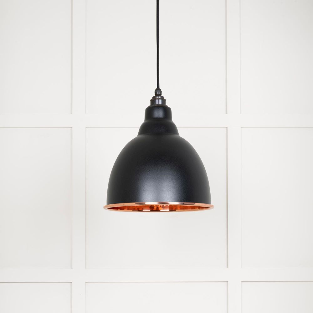 This is an image showing From The Anvil - Hammered Copper Brindley Pendant in Elan Black available from trade door handles, quick delivery and discounted prices