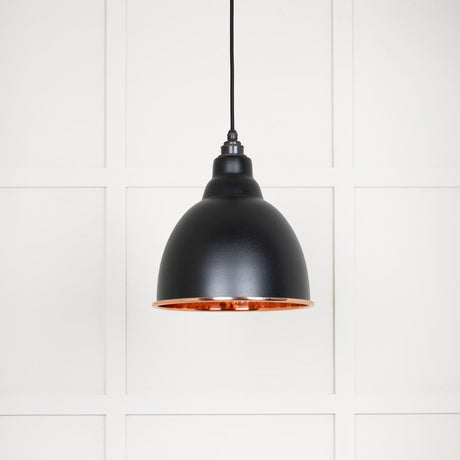 This is an image showing From The Anvil - Hammered Copper Brindley Pendant in Elan Black available from trade door handles, quick delivery and discounted prices