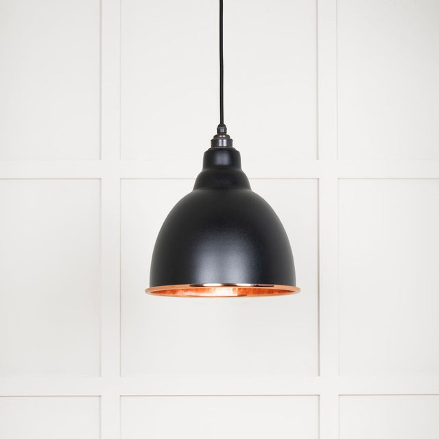 This is an image showing From The Anvil - Hammered Copper Brindley Pendant in Elan Black available from trade door handles, quick delivery and discounted prices