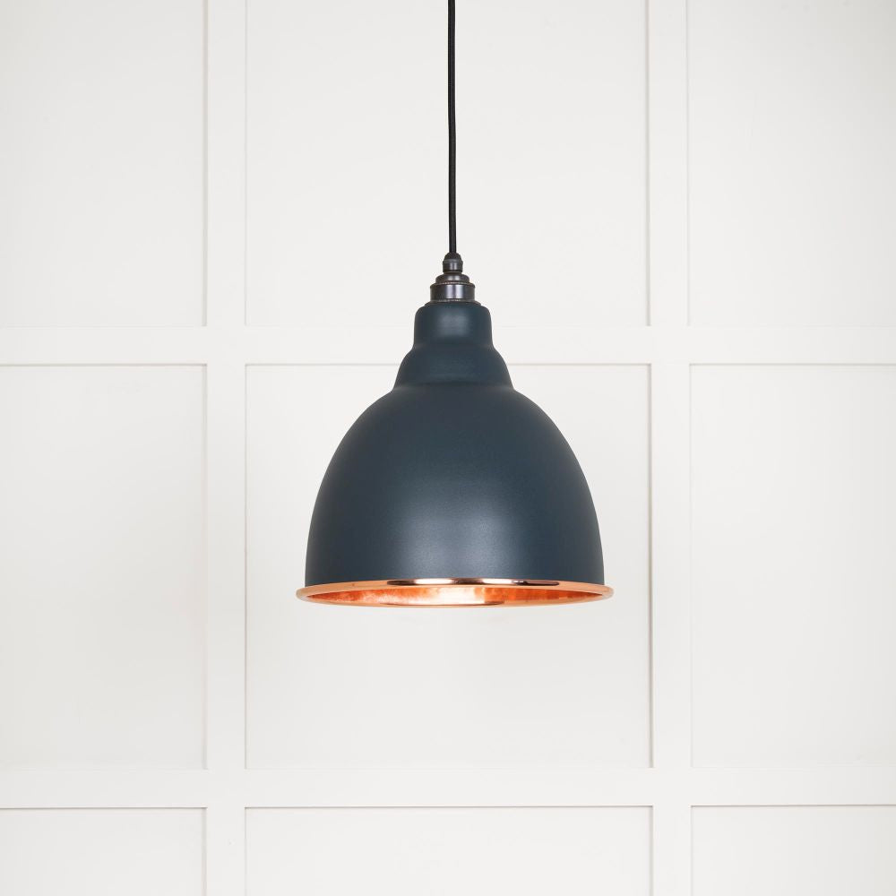 This is an image showing From The Anvil - Hammered Copper Brindley Pendant in Soot available from trade door handles, quick delivery and discounted prices