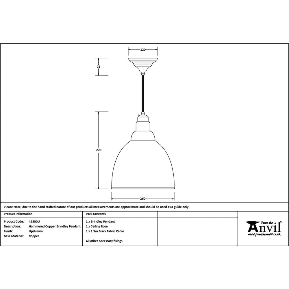 This is an image showing From The Anvil - Hammered Copper Brindley Pendant in Upstream available from trade door handles, quick delivery and discounted prices