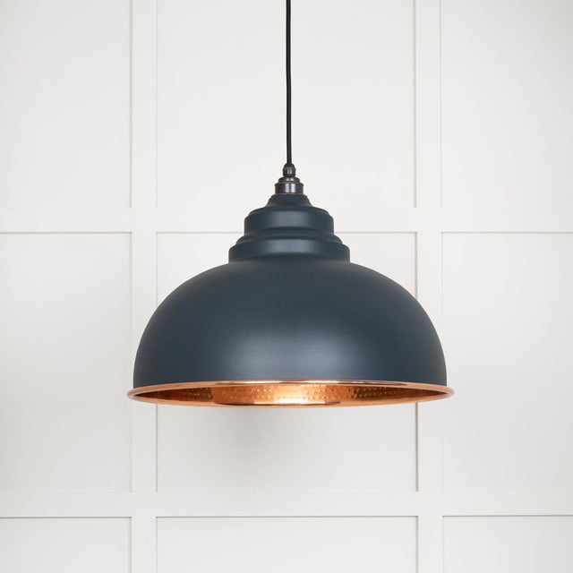 This is an image showing From The Anvil - Hammered Copper Harborne Pendant in Soot available from trade door handles, quick delivery and discounted prices