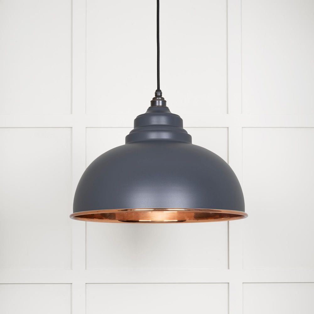 This is an image showing From The Anvil - Smooth Copper Harborne Pendant in Slate available from trade door handles, quick delivery and discounted prices