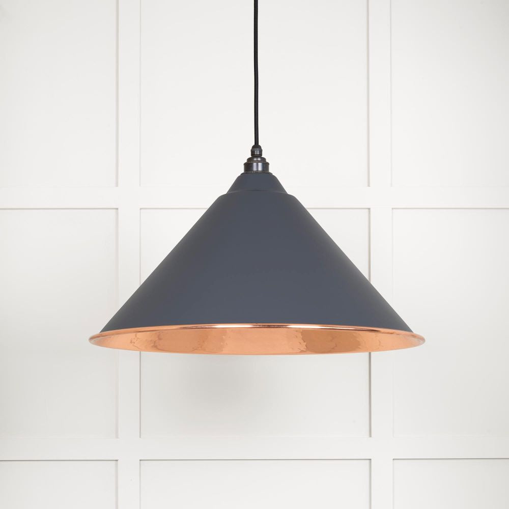 This is an image showing From The Anvil - Hammered Copper Hockley Pendant in Slate available from trade door handles, quick delivery and discounted prices