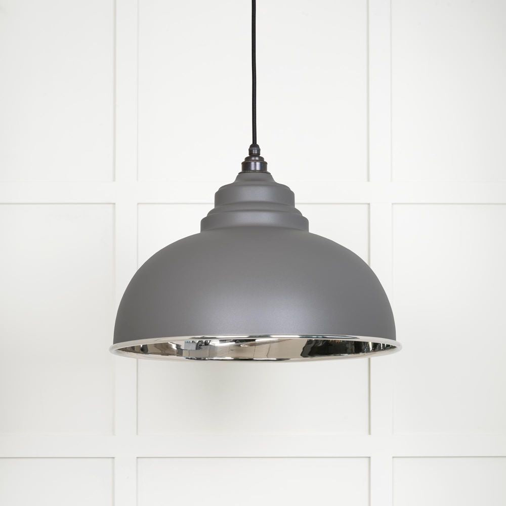 This is an image showing From The Anvil - Smooth Nickel Harborne Pendant in Bluff available from trade door handles, quick delivery and discounted prices