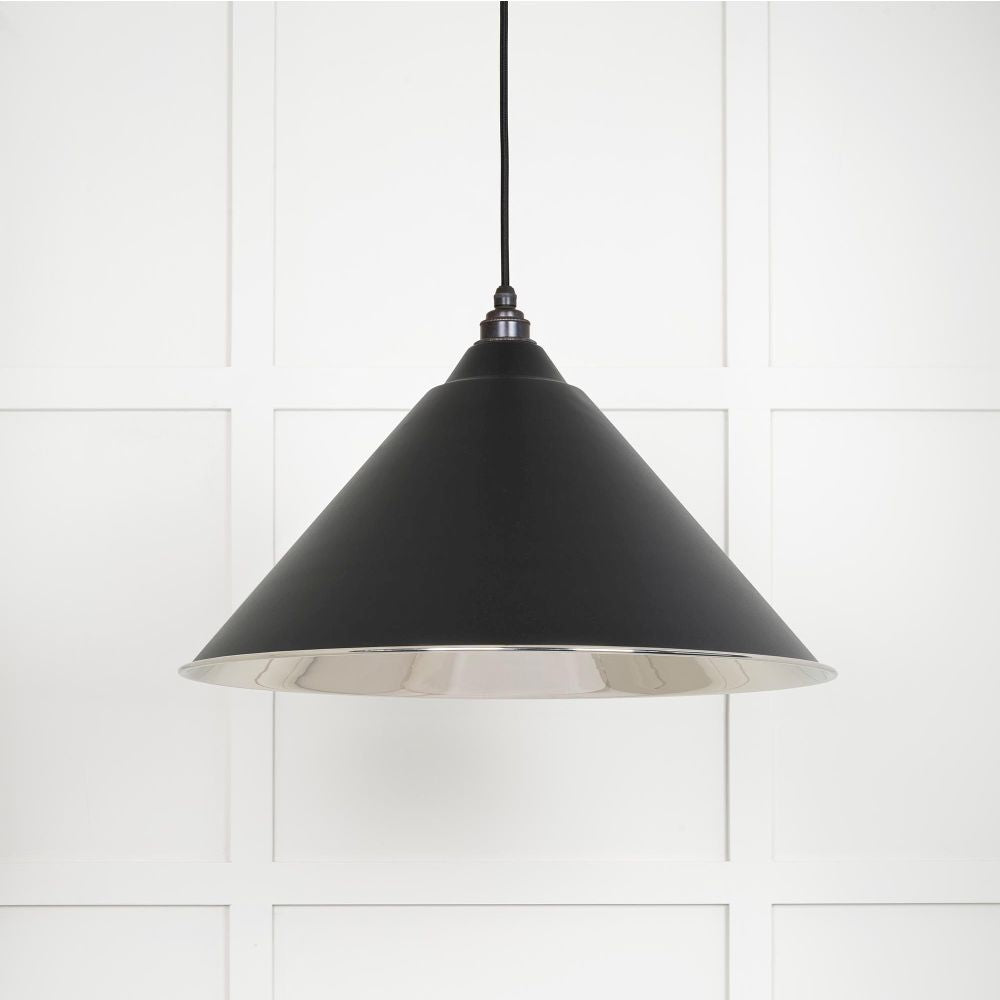 This is an image showing From The Anvil - Smooth Nickel Hockley Pendant in Elan Black available from trade door handles, quick delivery and discounted prices