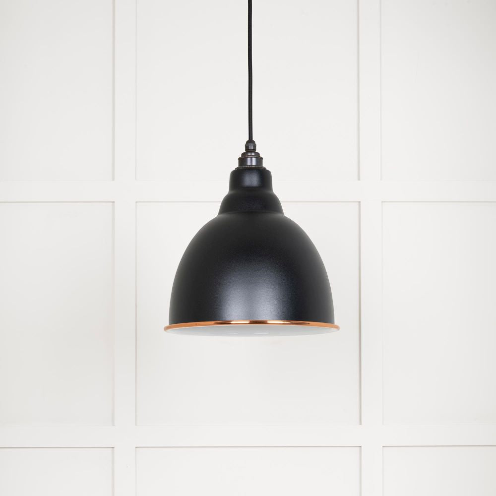 This is an image showing From The Anvil - White Gloss Brindley Pendant in Elan Black available from trade door handles, quick delivery and discounted prices