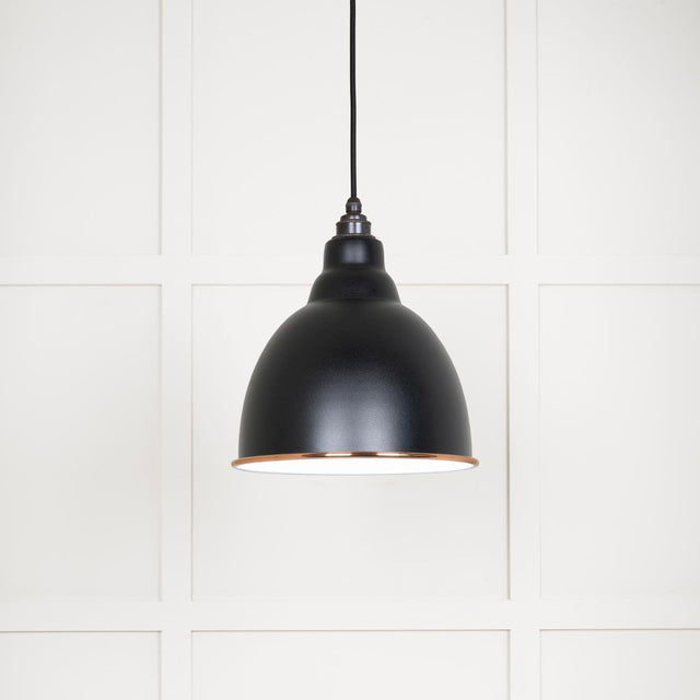 This is an image showing From The Anvil - White Gloss Brindley Pendant in Elan Black available from trade door handles, quick delivery and discounted prices