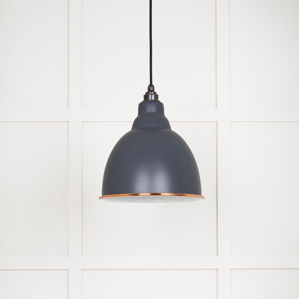 This is an image showing From The Anvil - White Gloss Brindley Pendant in Slate available from trade door handles, quick delivery and discounted prices