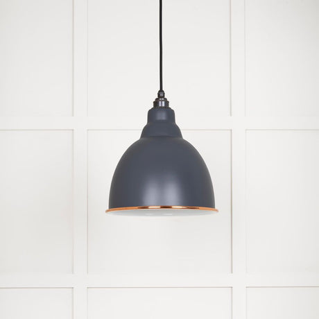 This is an image showing From The Anvil - White Gloss Brindley Pendant in Slate available from trade door handles, quick delivery and discounted prices