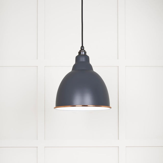 This is an image showing From The Anvil - White Gloss Brindley Pendant in Slate available from trade door handles, quick delivery and discounted prices