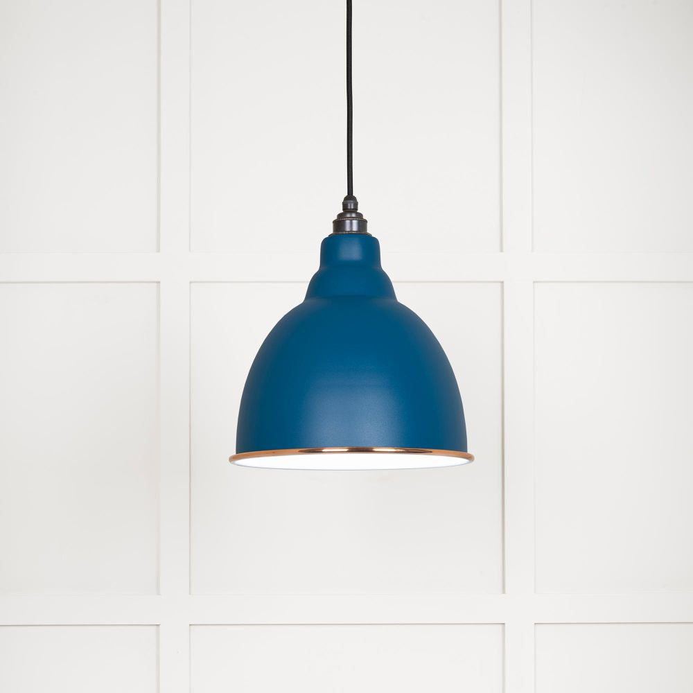 This is an image showing From The Anvil - White Gloss Brindley Pendant in Upstream available from trade door handles, quick delivery and discounted prices