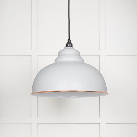 This is an image showing From The Anvil - White Gloss Harborne Pendant in Flock available from trade door handles, quick delivery and discounted prices