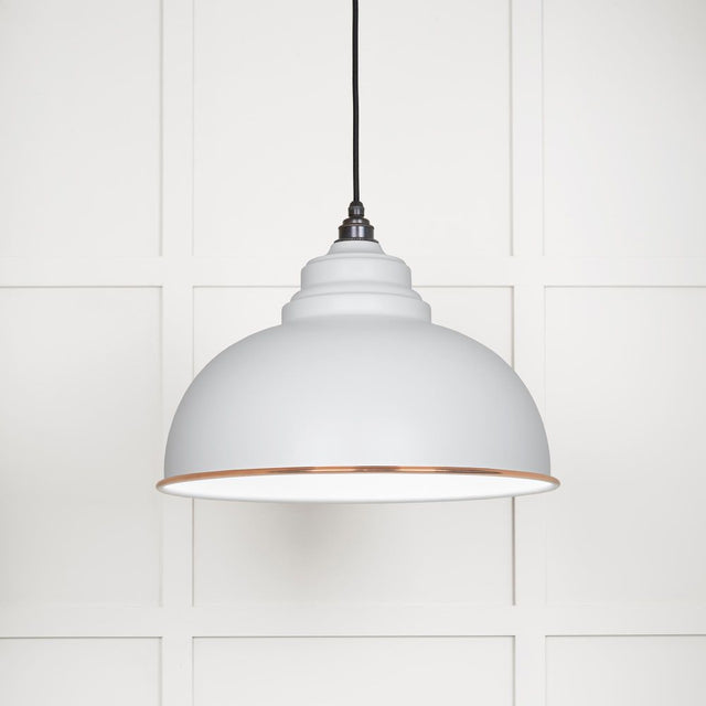 This is an image showing From The Anvil - White Gloss Harborne Pendant in Flock available from trade door handles, quick delivery and discounted prices