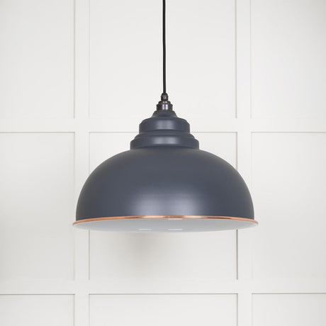 This is an image showing From The Anvil - White Gloss Harborne Pendant in Slate available from trade door handles, quick delivery and discounted prices