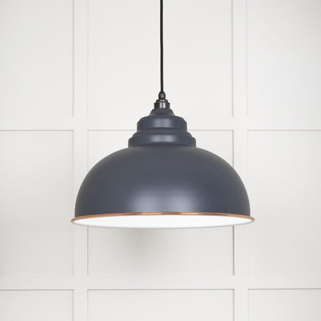 This is an image showing From The Anvil - White Gloss Harborne Pendant in Slate available from trade door handles, quick delivery and discounted prices