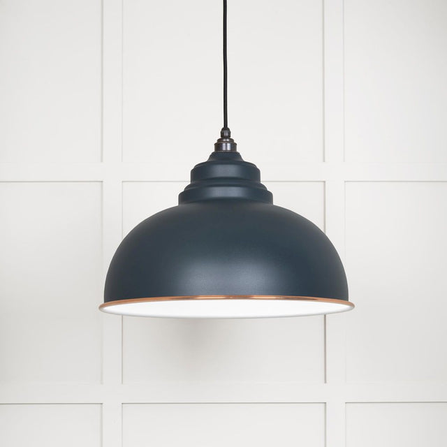 This is an image showing From The Anvil - White Gloss Harborne Pendant in Soot available from trade door handles, quick delivery and discounted prices